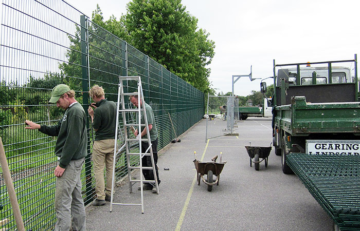 Fence being erected at a local school